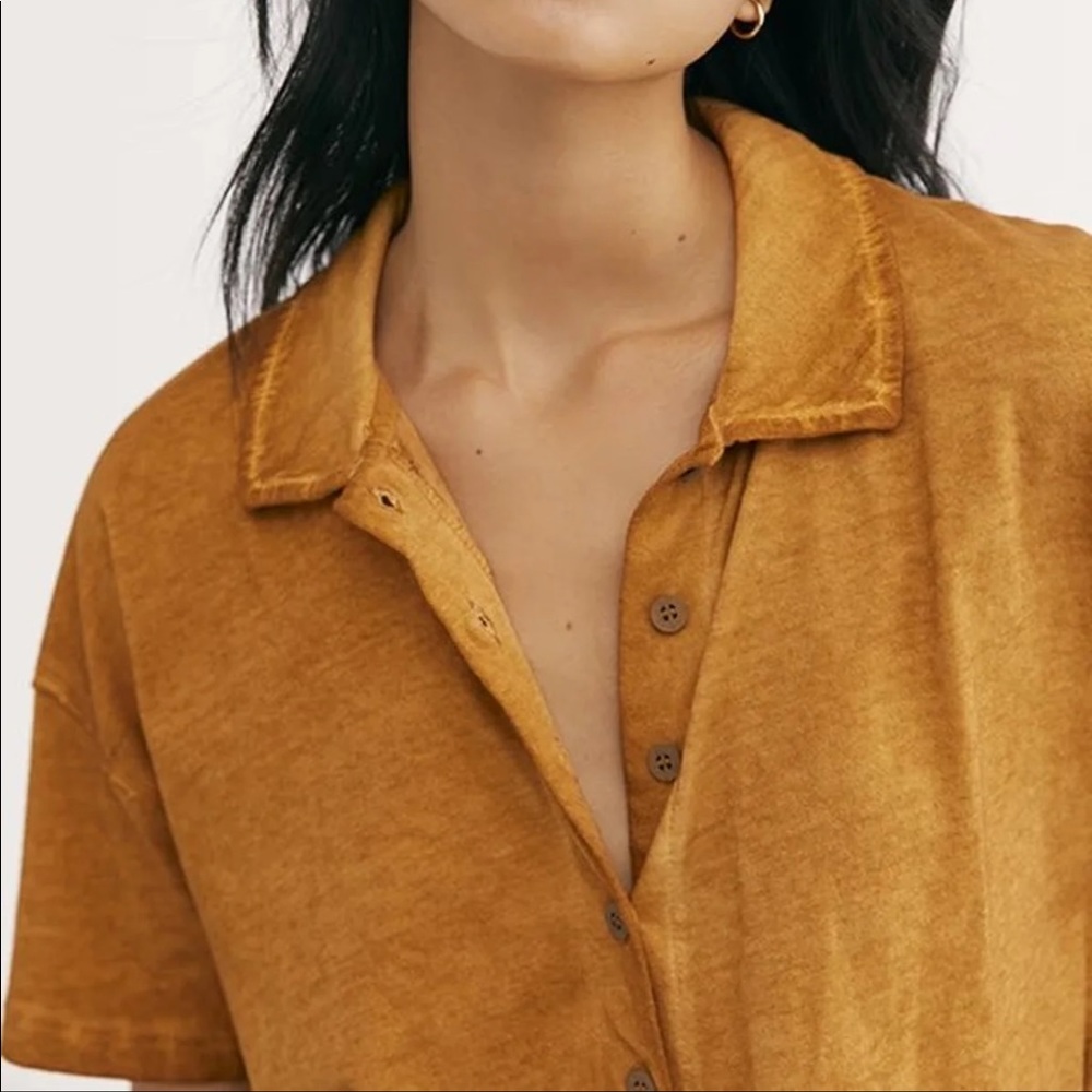 FREE PEOPLE - Weekend Rush Button Down Shirt - Copper - Picture 5 of 11